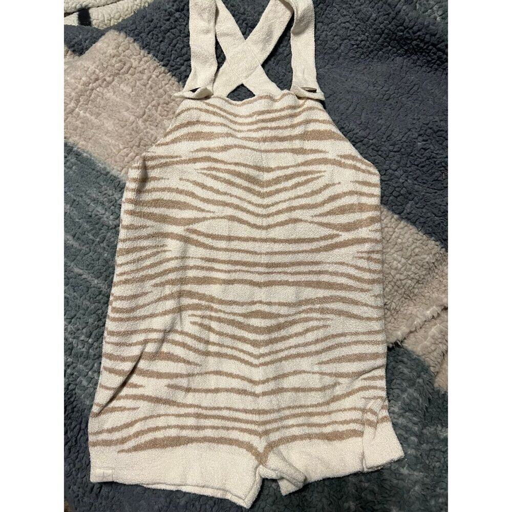 Barefoot Dreams CozyChic Ultra Lite Romper Kids 4/5 Zebra Stripe NWT Soft Knit